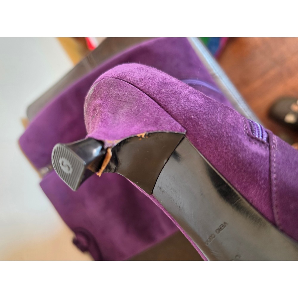 PRADA Y2K Kitten Heel Purple Suede  Knee High Pointed Toe Boots sz 39 US 8.5 - Picture 13 of 16